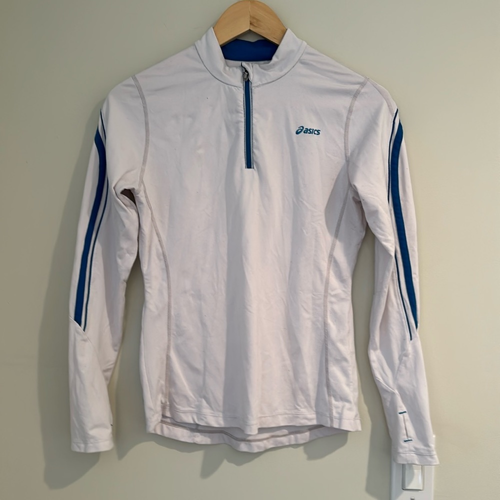 ASICS ING New York City Marathon 11.04.2012 1/2 Zip. Small. White. Logo.
